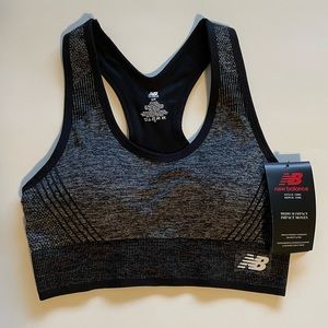 NWT Sports Bra New Balance Women’s S Black/Gray/White Athletic Fitness Workout